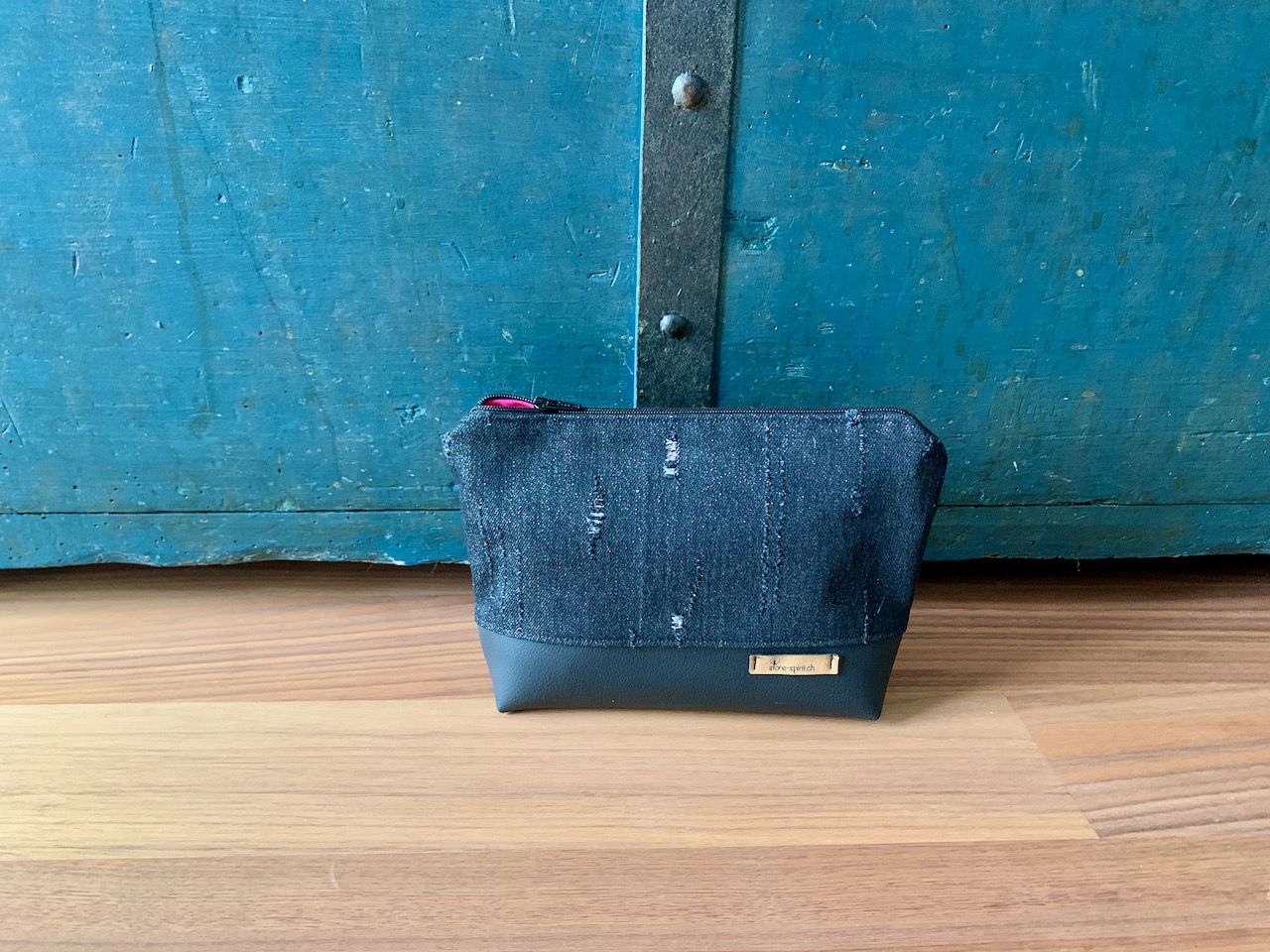 Kosmetiktasche - Jeans Glitzer